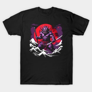 Japanese oni in the mountains black T-Shirt